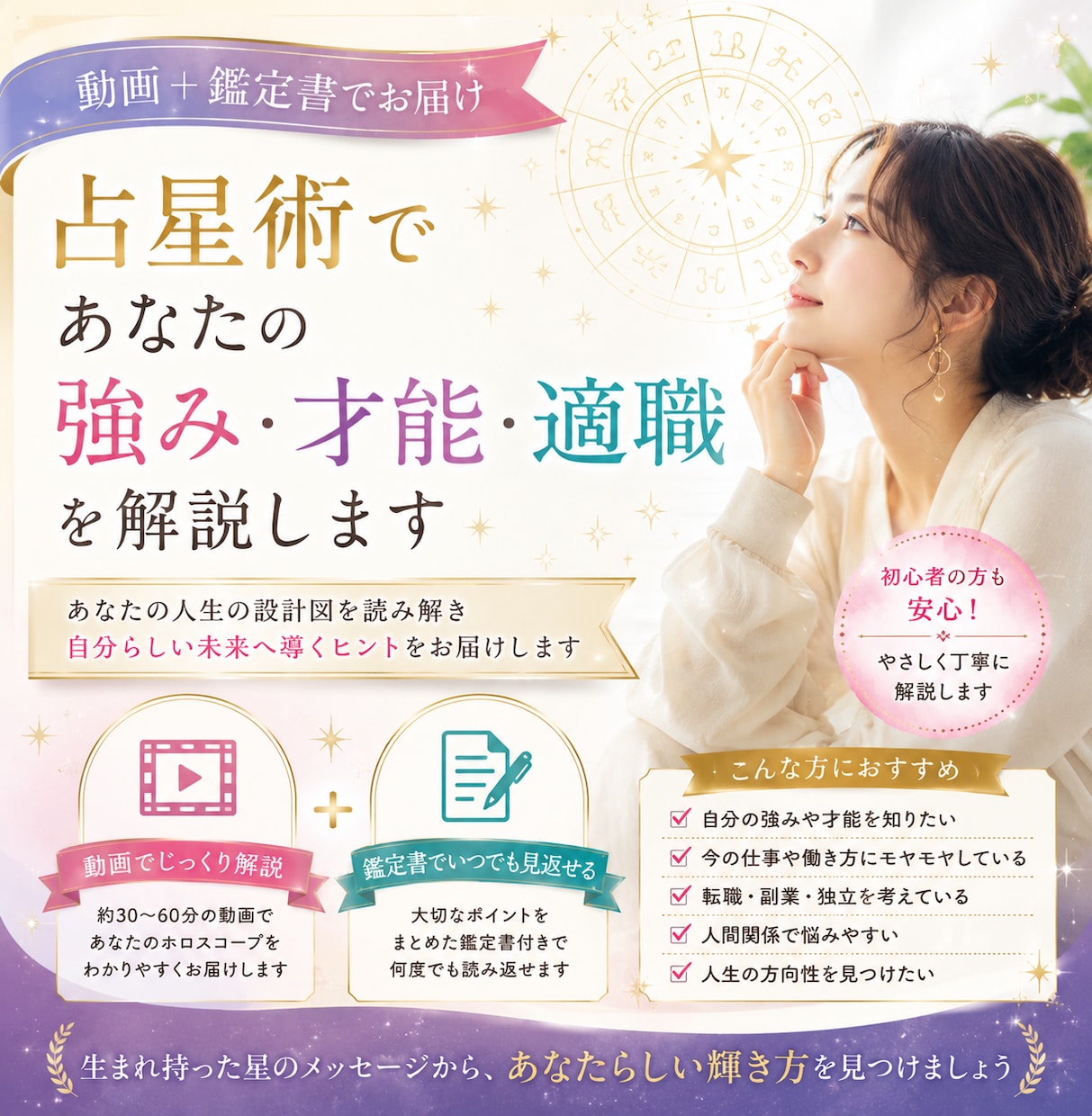 動画+鑑定書｜占星術で強み・才能・適職を解説します 自己理解を深めたい方におすすめ！ イメージ1