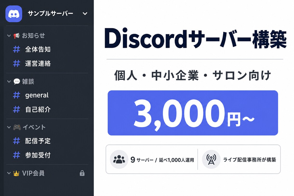 個人・サロン・企業向けDiscord構築します 9サーバー延べ参加者1000人弱の事務所が構築 イメージ1