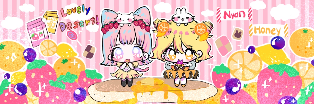 キラキラで可愛いTwitter用ヘッダー描きます キュートでポップでファンシー！ イメージ2