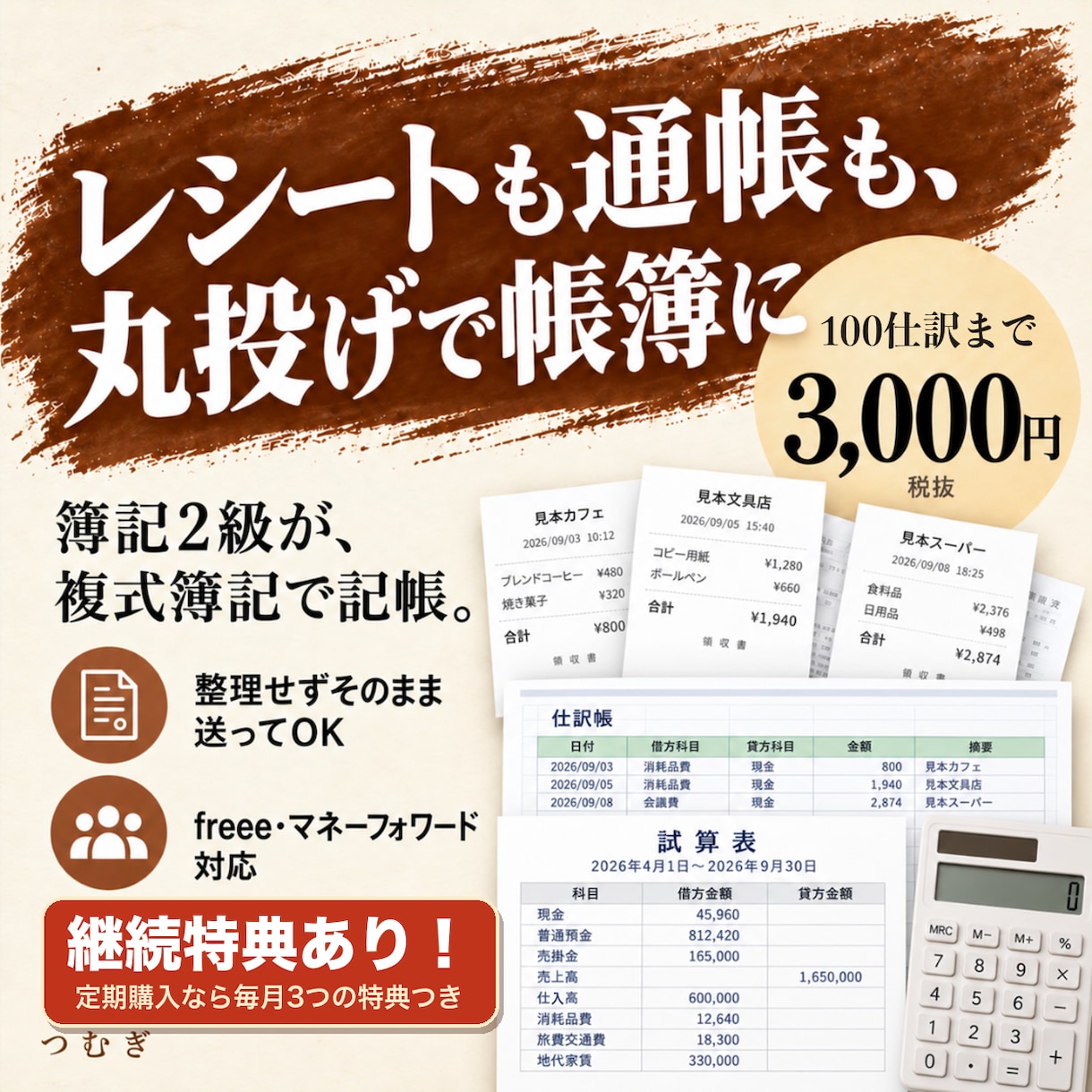 即日対応！スマホで撮って送るだけで記帳代行します 会計事務所3年｜1仕訳30円・先着5名10%OFF イメージ1
