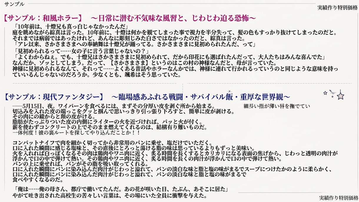 現役商業作家があなたの「物語」を形にします 【先着2名様実績作り特別価格】こだわり、性癖の多い方大歓迎！ イメージ3