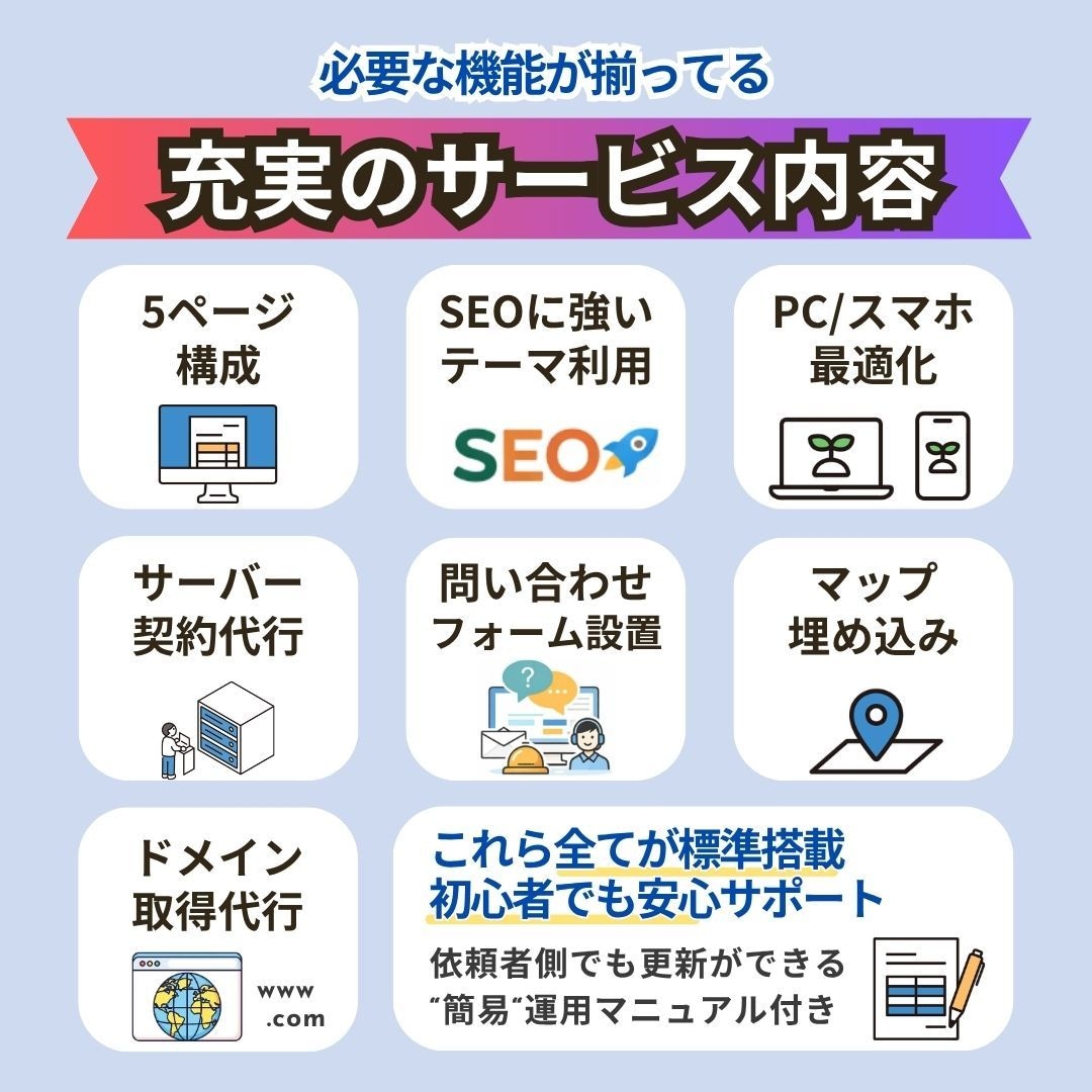 累計300件超！介護・福祉向けホームページ作ります サーバー・ドメイン取得も代行｜出品者ランク最高位プラチナ維持 イメージ2