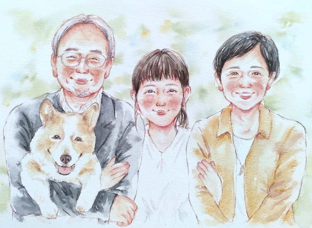 手描き水彩で温かい似顔絵をお描きしいたします プレゼントにも大人気☆2Lサイズ イメージ3