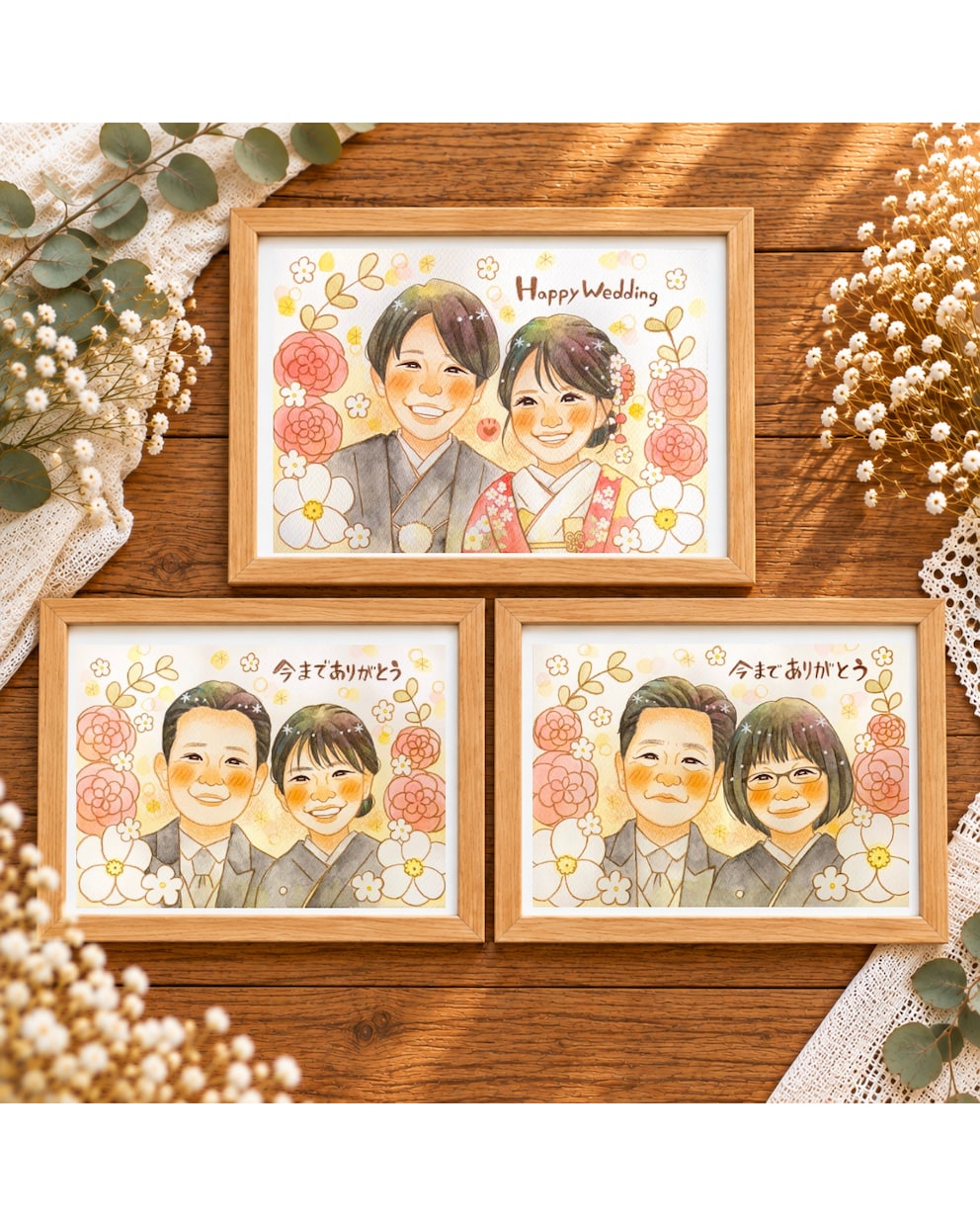 最短5日発送可能！ウエディングの似顔絵描きます 結婚祝い・ウェルカムボード・プレゼントに♡ イメージ3