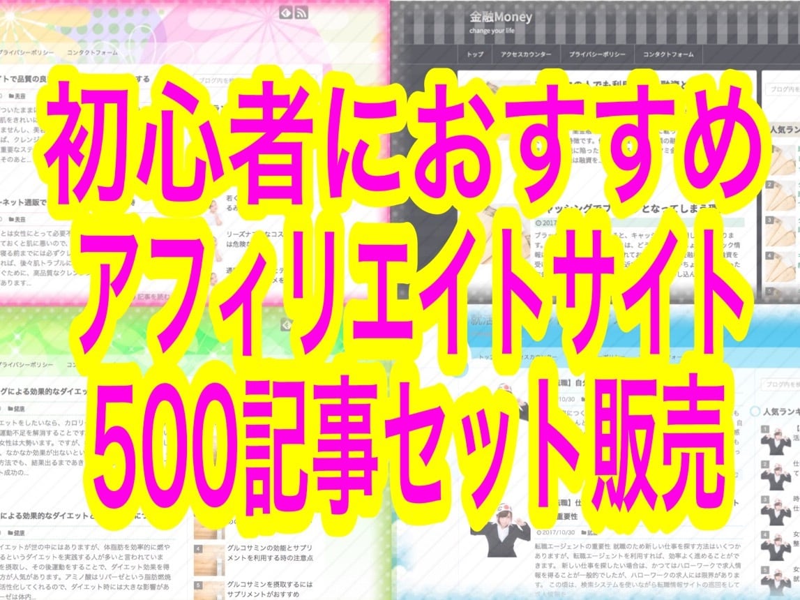 初心者OK『作成済アフィリエイトサイト』提供します 500記事も同時に付てくる！1記事10円の計算。まとめてお得 イメージ1