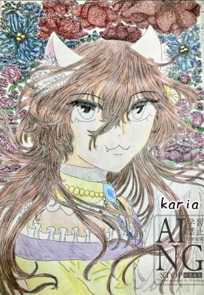 お花に囲まれた色鉛筆とペン画の1枚絵描きます オリジナルの1枚絵が欲しい人必見！ イメージ2
