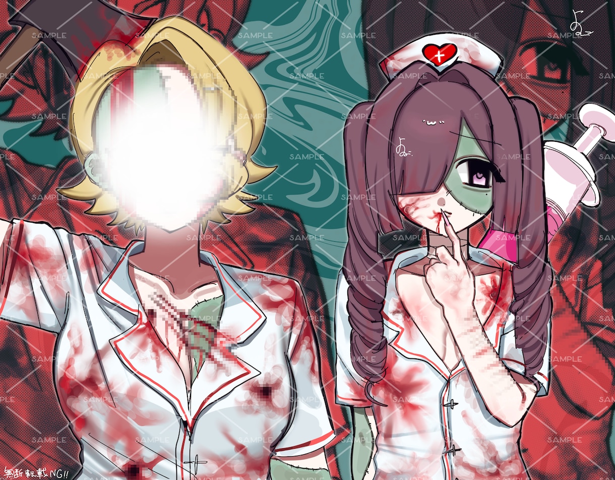 胸上イラストを2人5,000円でお描きします きゅるっとした瞳のイラストを描くのが得意です♩ イメージ2