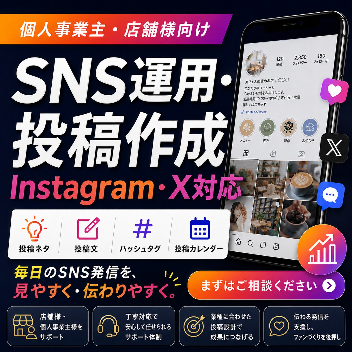 インスタのフィード投稿、リール動画を作成します 店舗・企業・個人サービスの魅力を伝えます。 イメージ1
