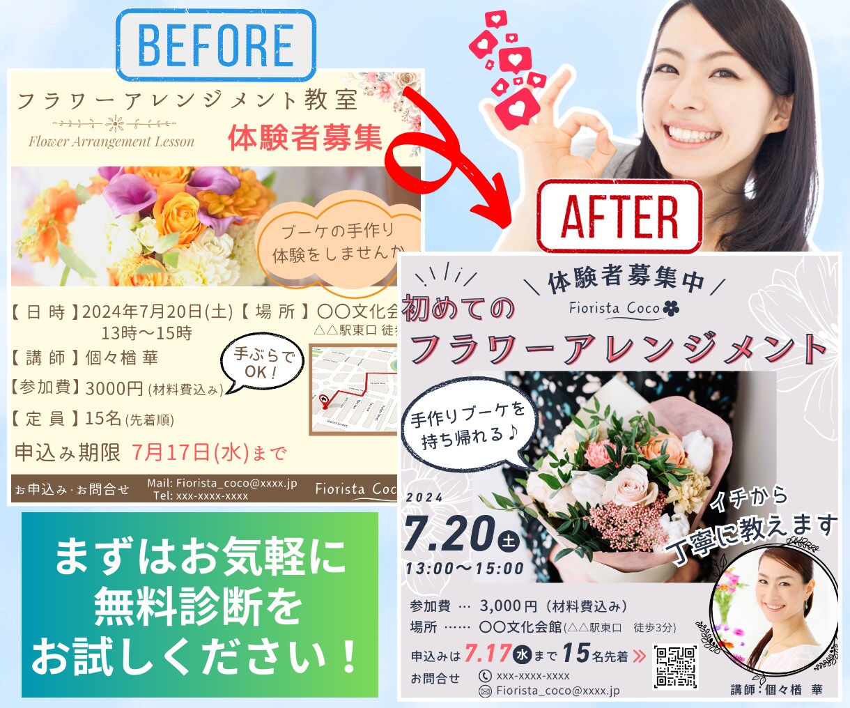 無料診断付き！Web画像を生まれ変わらせます ターゲット分析でより効果的に！ビフォーアフターで一目瞭然 イメージ5