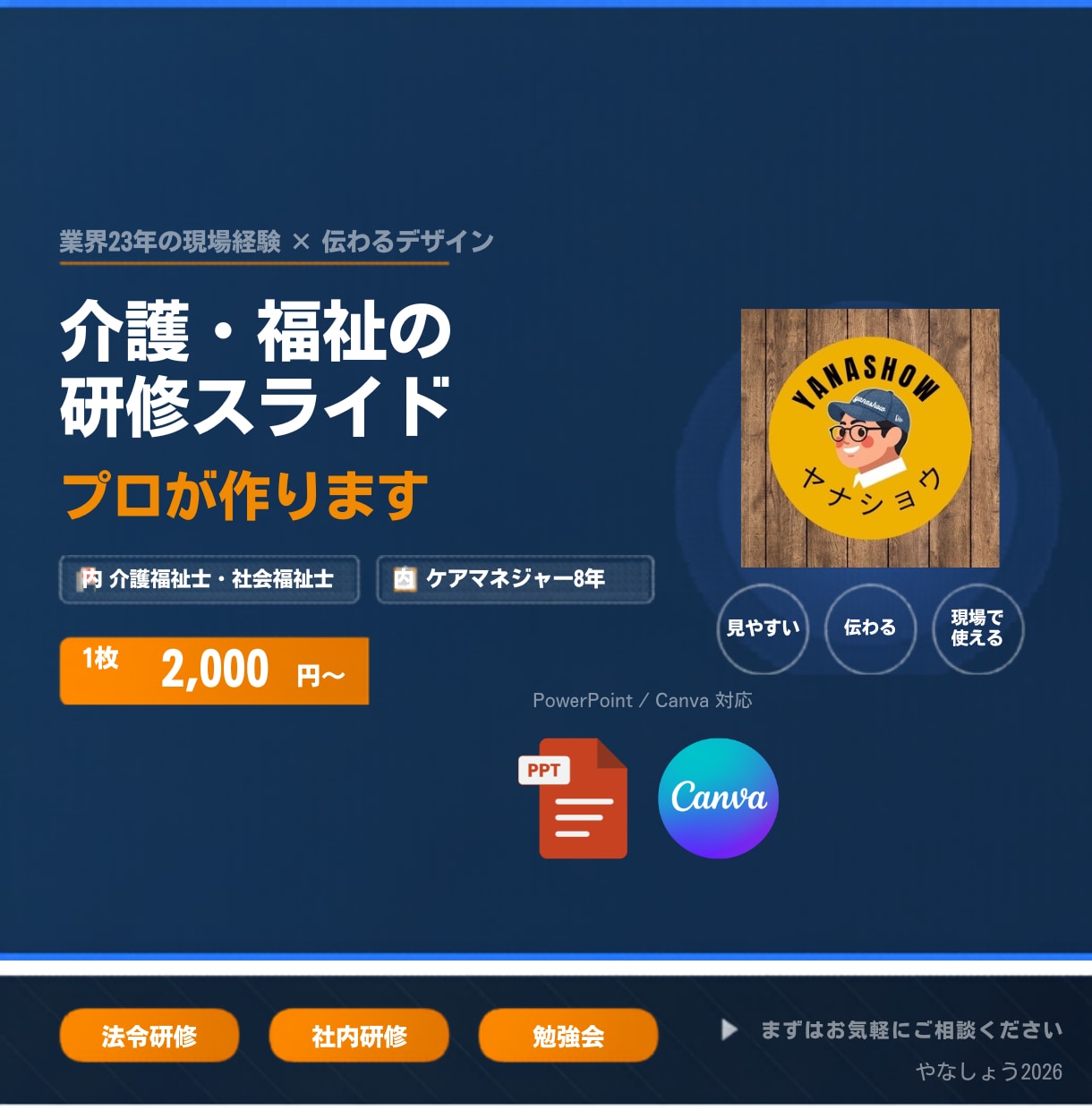 介護・福祉向け研修スライド作成代行します 主任ケアマネ×介護２３年｜事業所管理者向け｜２０２４改正対応 イメージ1