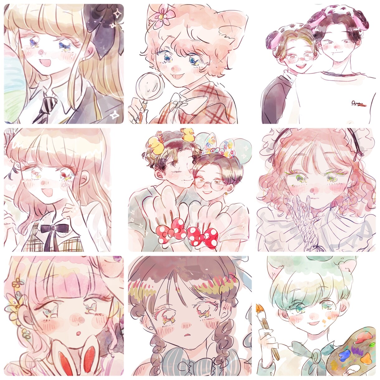 かわいい水彩風デジタルのイラストかきます カップルさんや、女の子のイラストが得意です！ イメージ1