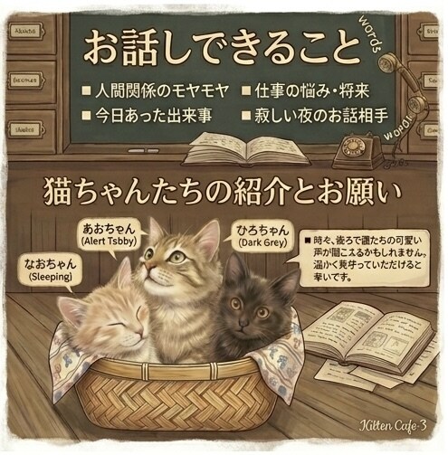 猫さんのようにそっと寄り添います 日々の心のモヤモヤに。何気ない夜のお話し相手・相談を承ります イメージ4
