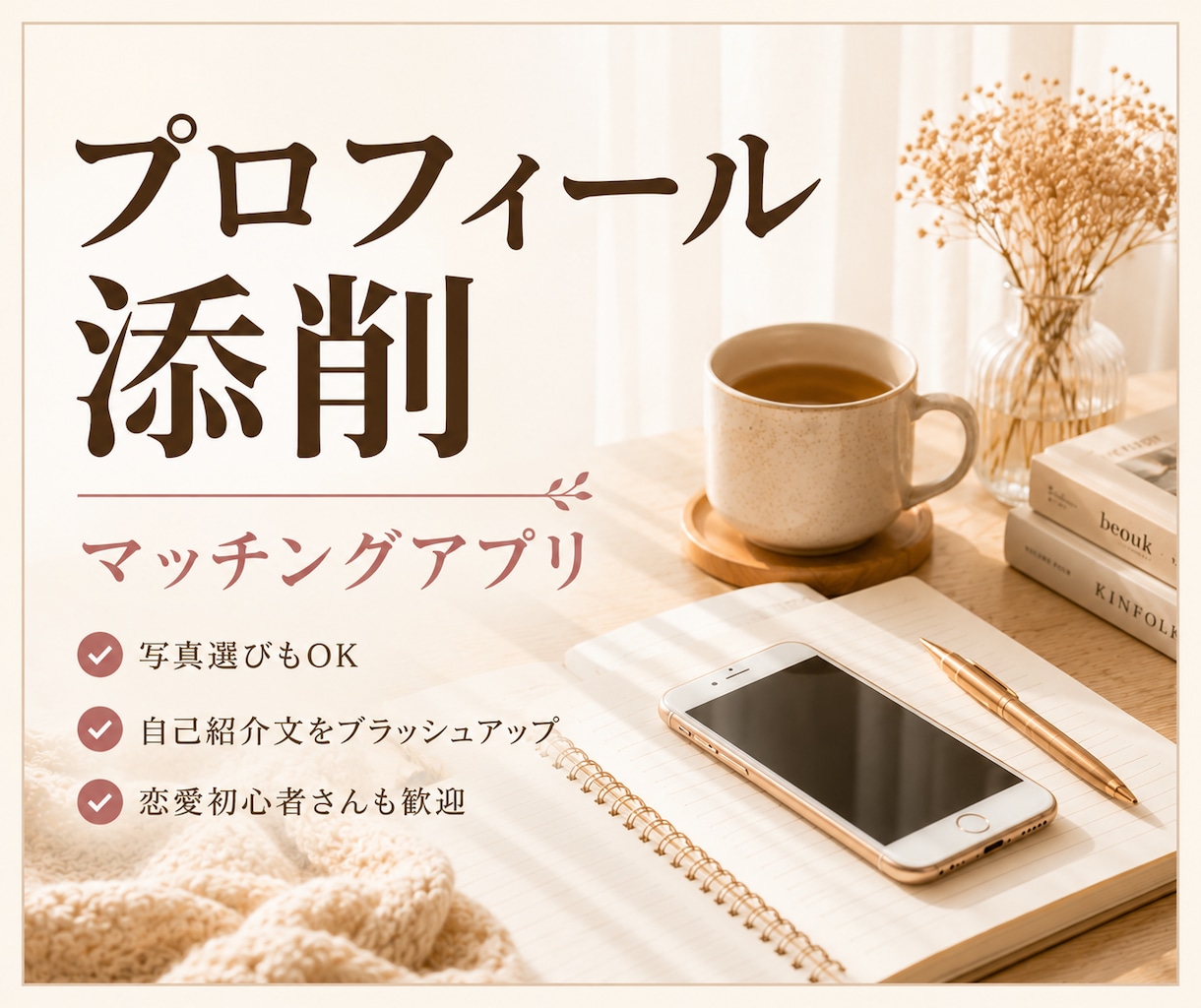 恋愛初心者も歓迎！プロフィール添削します 無理なモテ戦略ではなくあなたらしい魅力を整理します イメージ1