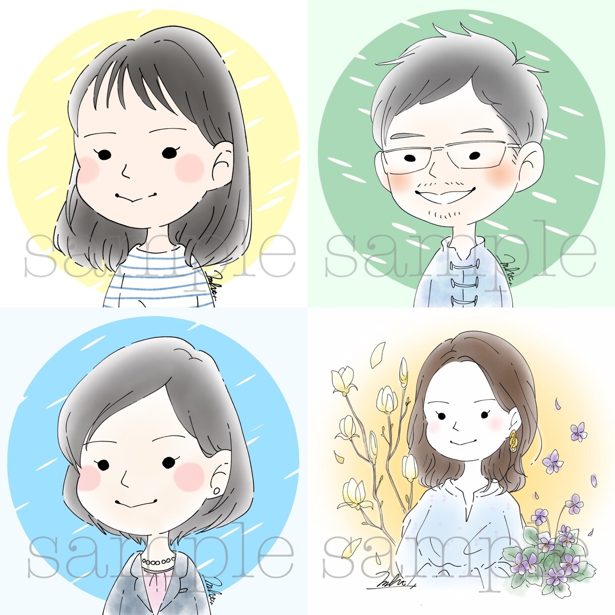 優しい印象を与える似顔絵アイコンお描きします 商用利用◎オプションでグッズ販売も対応可◎ イメージ6