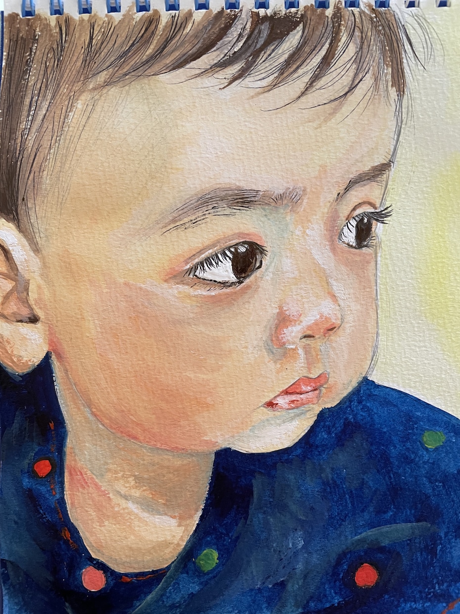 水彩画で赤ちゃん、家族、大切な人の似顔絵描きます 写真以外で思い出に残る世界でただ一つのアナログ画をあなたへ イメージ4