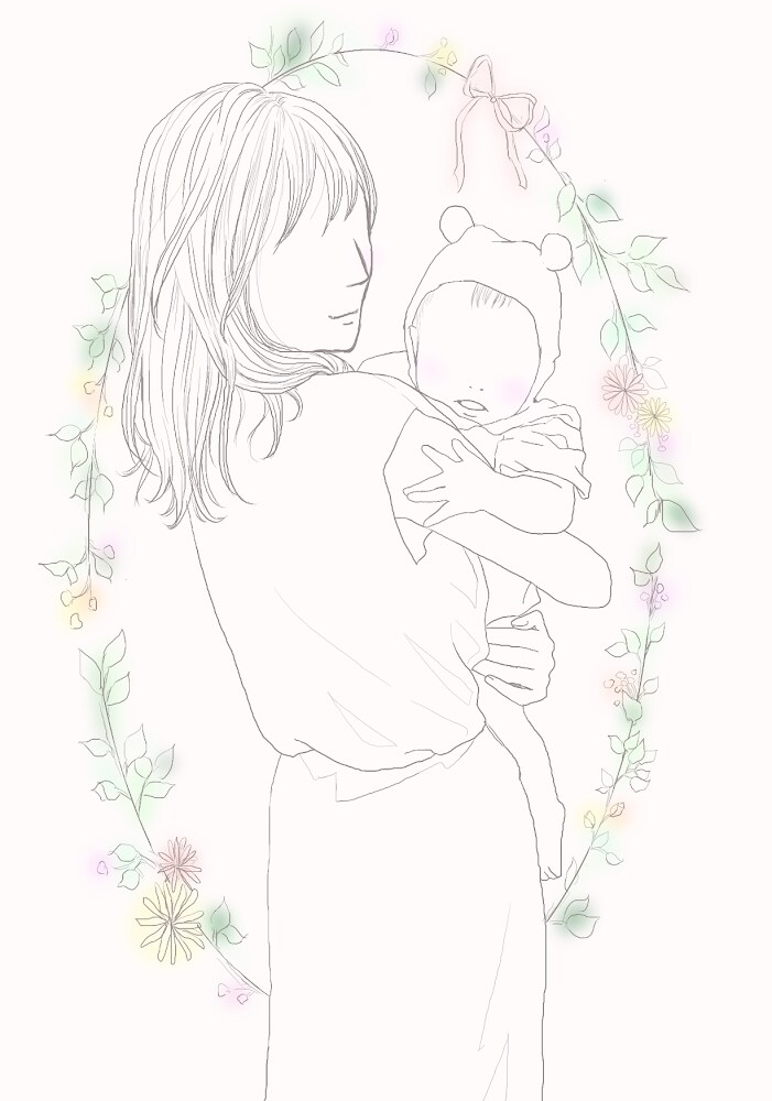 赤ちゃんとママのおしゃれ線画描きます 赤ちゃんとママの素敵な写真をおしゃれな線画イラストに イメージ2