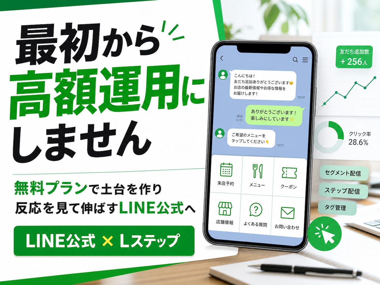 LINE公式を育てる導線に整えます 無料プランで始めて反応を見ながら改善 イメージ2