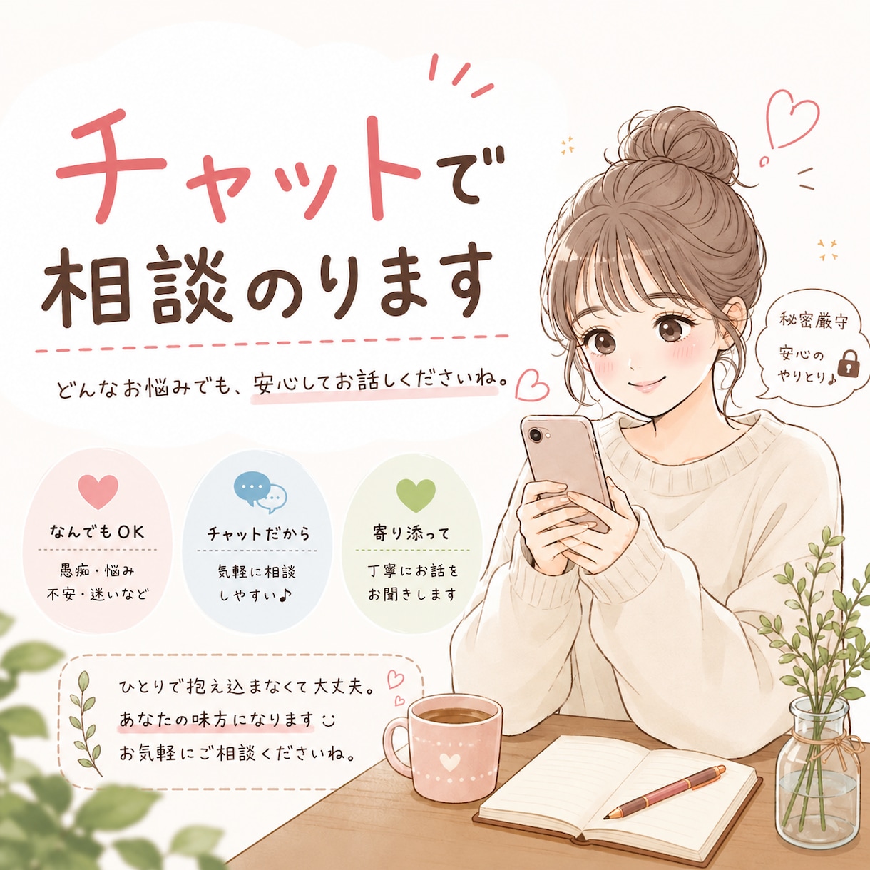 30分集中チャット！お悩み相談のります 話し相手になります！恋愛・愚痴なんでもどうぞ☺︎ イメージ1