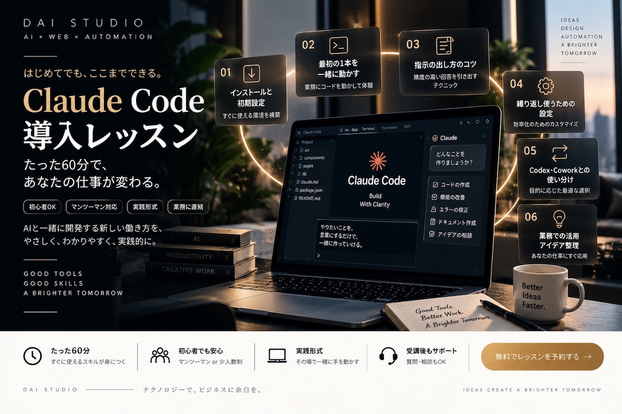 Claude Codeの導入と使い方を教えます Codex・Cowork対応｜環境構築から実務での使い方まで イメージ4