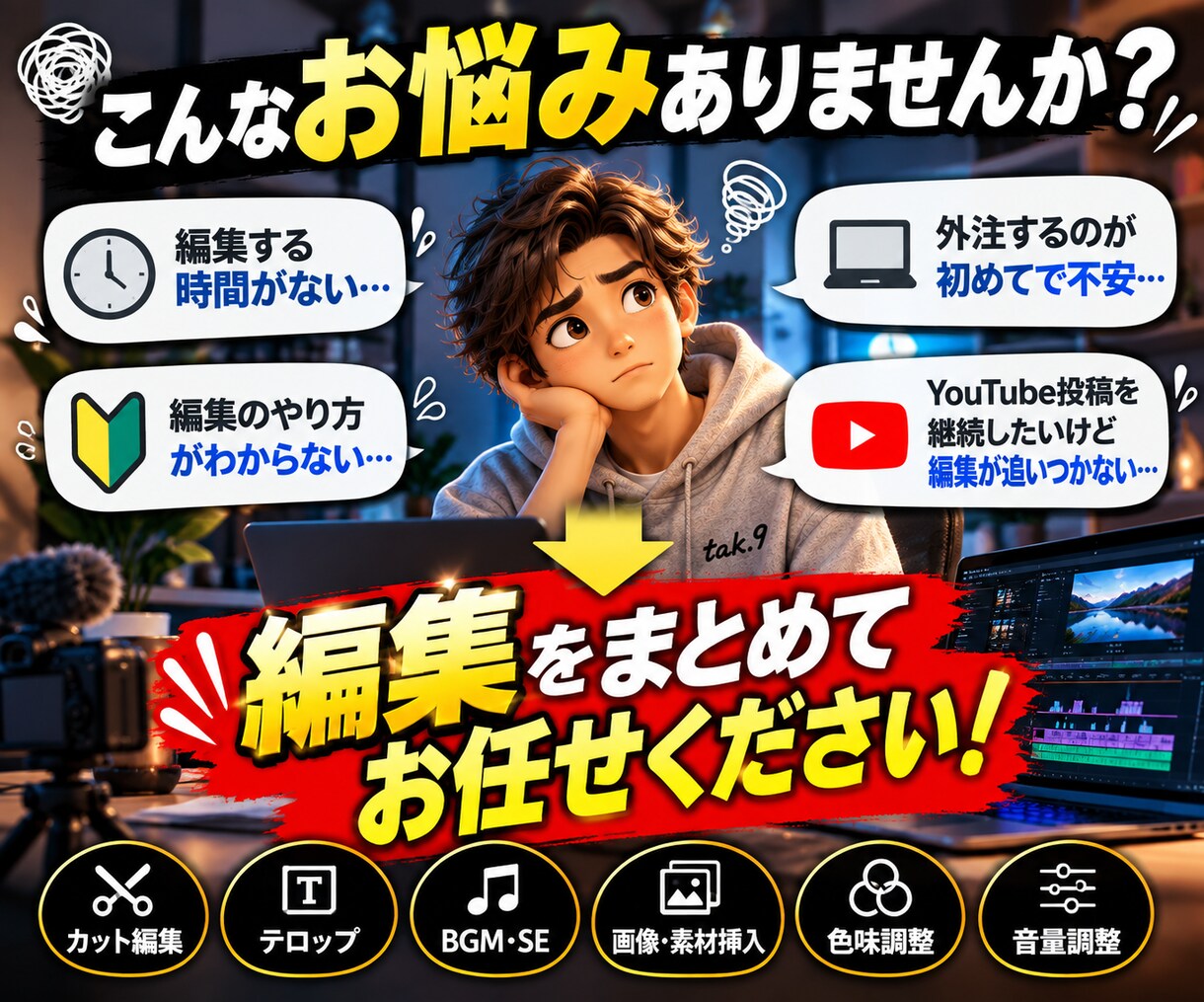 YouTube動画を見やすくテンポ良く編集します 素材を送るだけ！カット・テロップ・BGMまで丸投げOK イメージ2