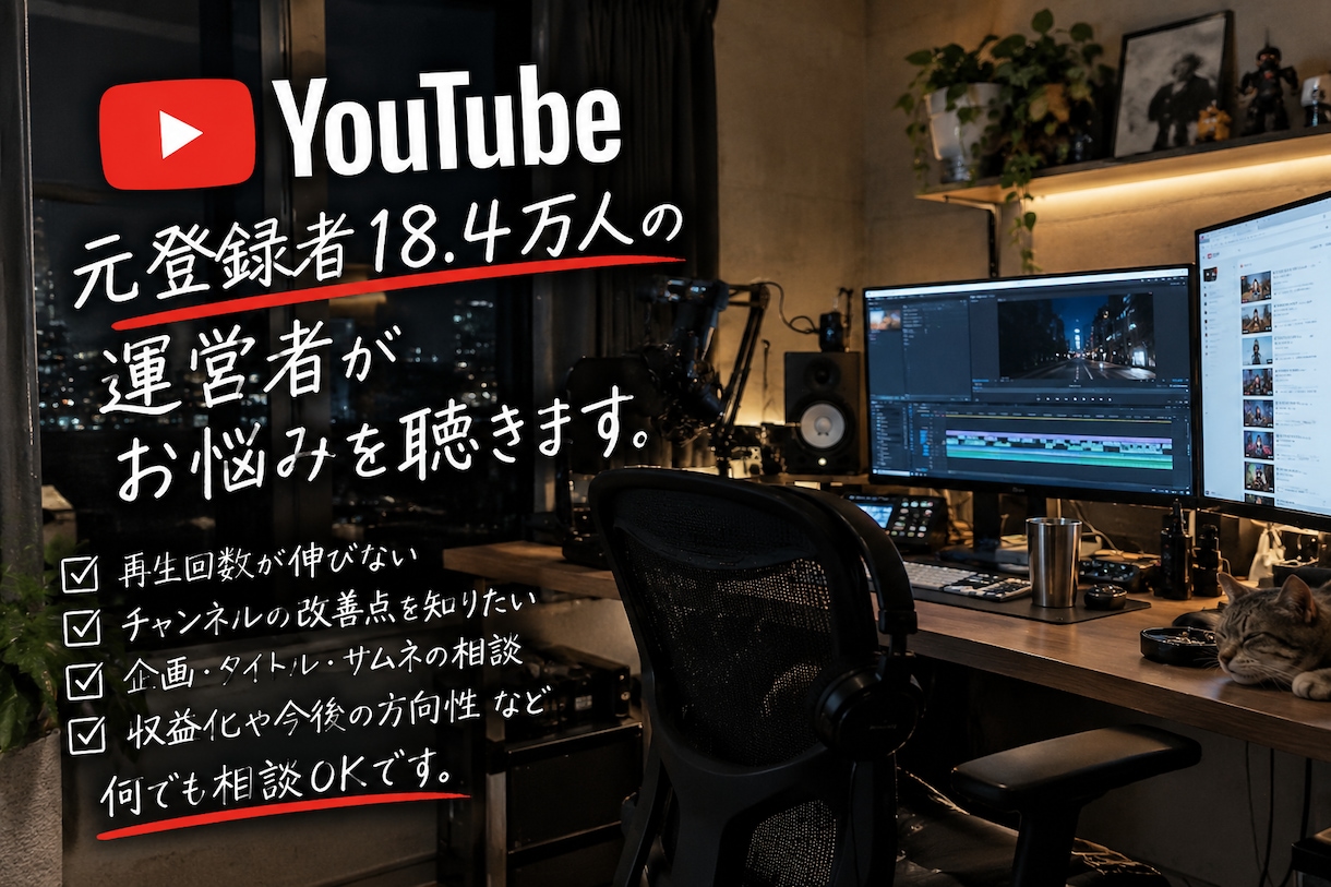 元登録者18.4万運営者がお悩みを聴きます 伸び悩みから企画・運営までYouTubeの悩みに答えます イメージ1
