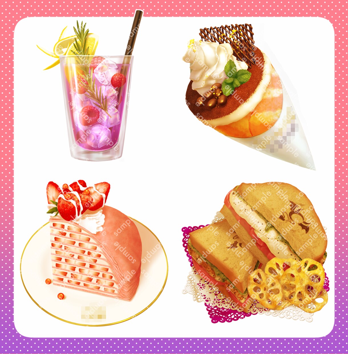 食べ物やスイーツのイラストをお描きします リアルな定番メニューも、推しイメージの空想スイーツも！ イメージ3