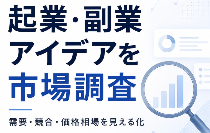 起業・副業アイデアの需要と競合を調査します 世界の需要・競合・価格相場を比較し、始める前の判断材料に イメージ1