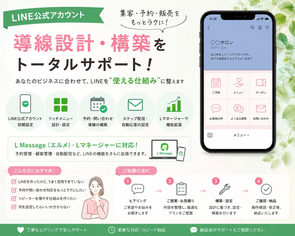 LINE公式の導線設計・構築をします 予約・問い合わせ・配信まで使いやすく仕組み化 イメージ1
