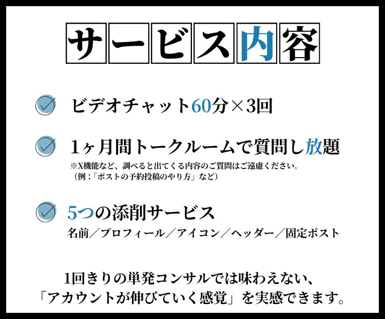 1ヶ月間、X（Twitter）運用コンサルします X運用にもっと力を入れたい方、1ヶ月間徹底サポートします。 イメージ3
