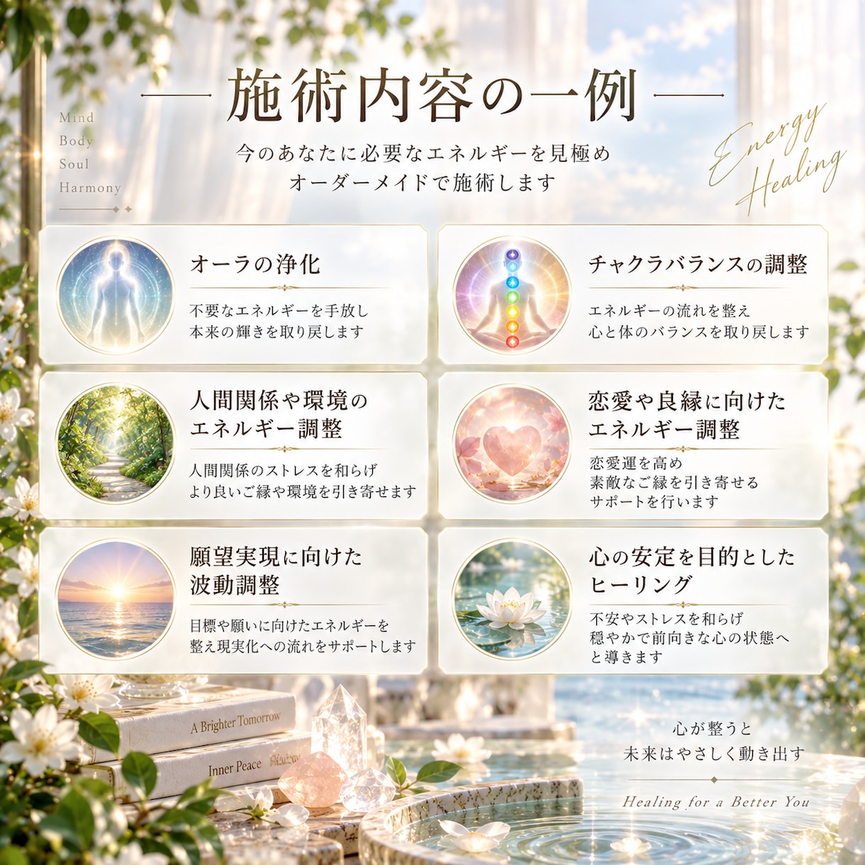 今のあなたに必要な癒しをオーダーメイドで施術します 今の状態に合わせた波動調整で心と未来を整えます イメージ2