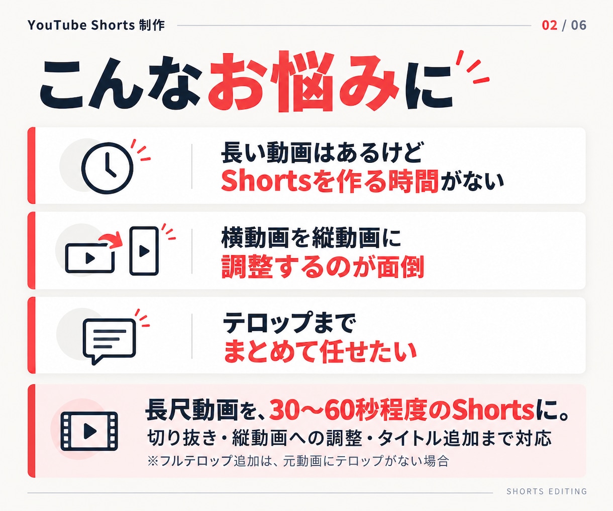 長尺動画からShortsを2本作ります 横動画を縦型に！テロップ付きで見やすく編集 イメージ2