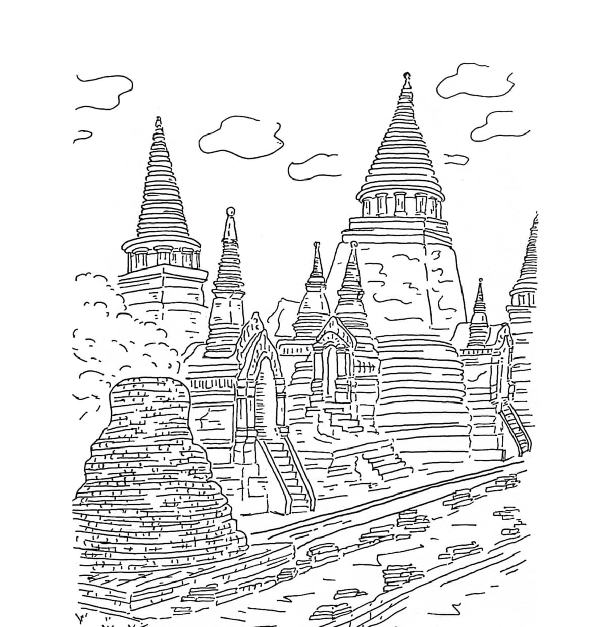 シンプルな線画で、おしゃれな風景画 描きます パンフレット、チラシ、挿絵にも◎細部まで丁寧にお描きします！ イメージ3