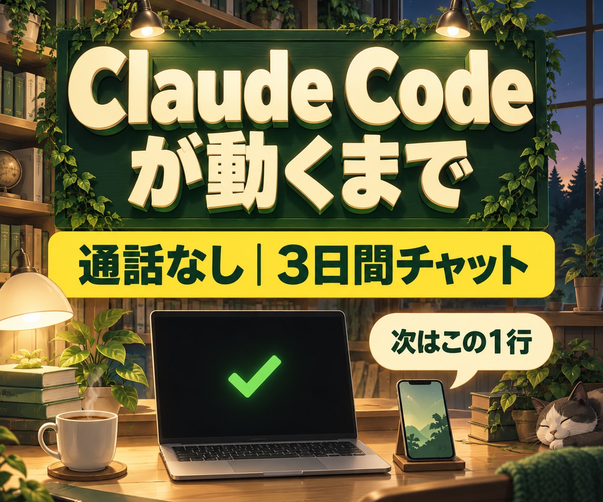 Claude Codeが動くまで3日間伴走します 通話なし・日程調整なし。止まった画面を送るだけ イメージ1