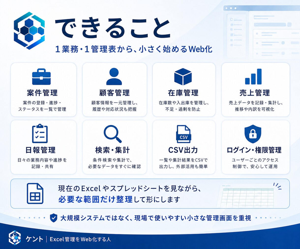 初回価格】Excelを検索できる管理アプリにします 案件・顧客・在庫・日報など、管理表を小さくWeb化します イメージ3
