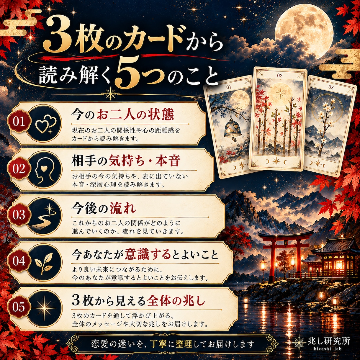 あの人の今の気持ちをタロット3枚で読み解きます 相手の気持ちと今後をPDF鑑定で丁寧にお届け イメージ2