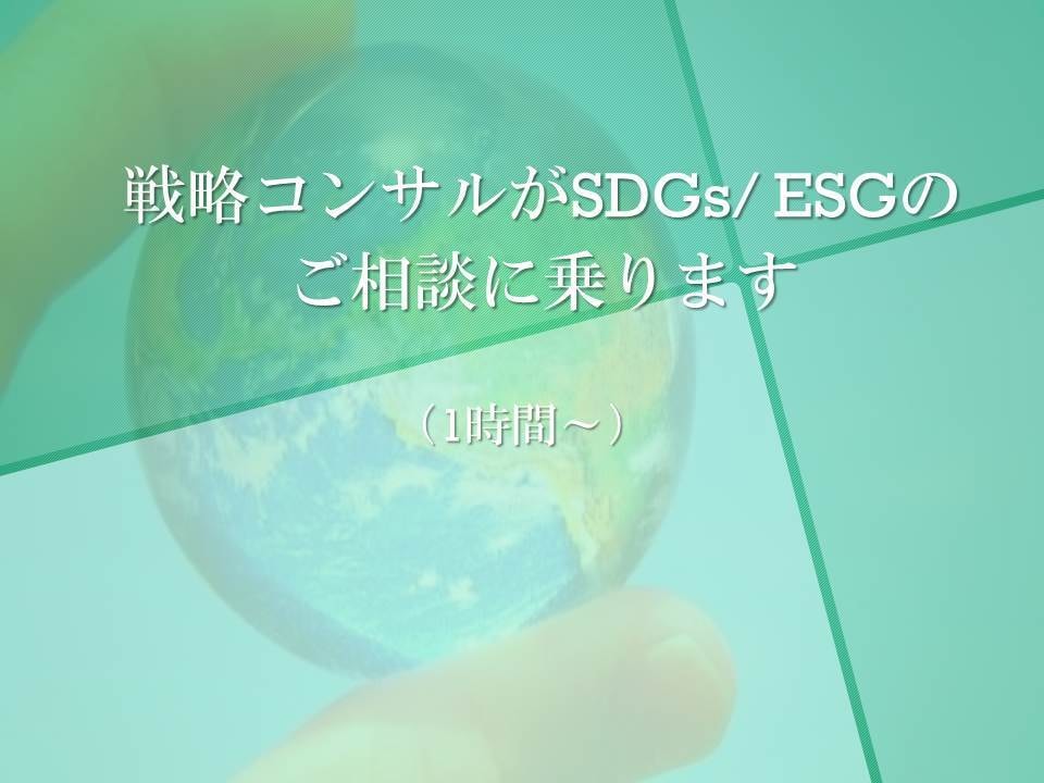 SDGs・ESGの相談に乗ります 戦コンがSDGs・ESGの方針・施策等のご相談に乗ります。 イメージ1