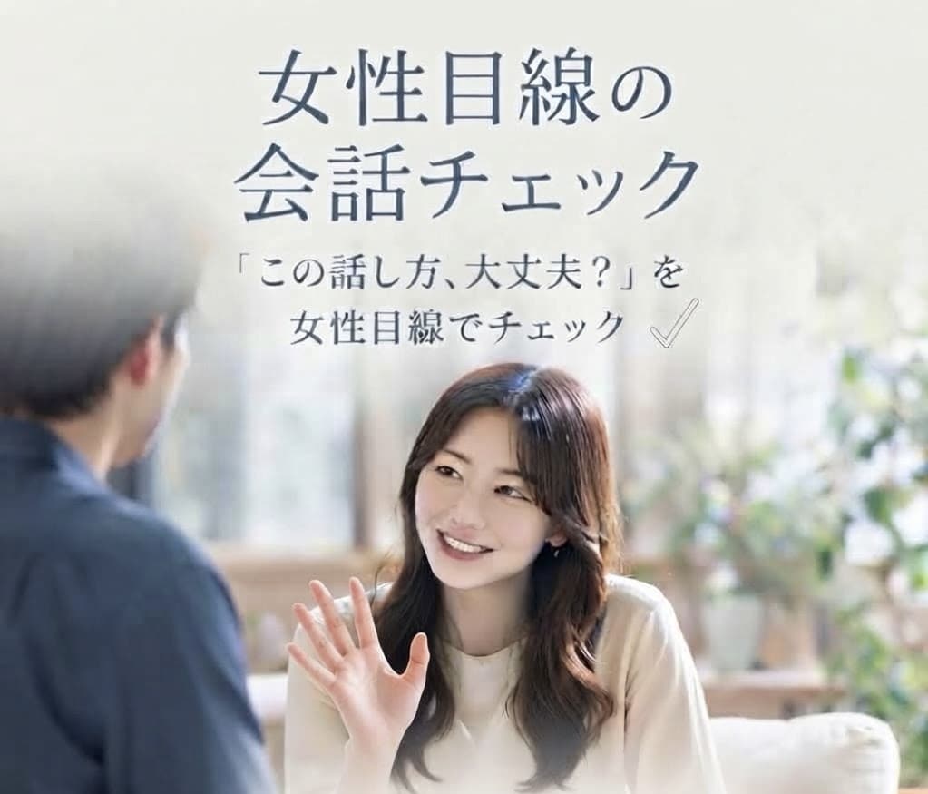 女性目線であなたの会話を一緒に見直します 自分では気づきにくい会話の印象を、女性目線でお伝えします イメージ1