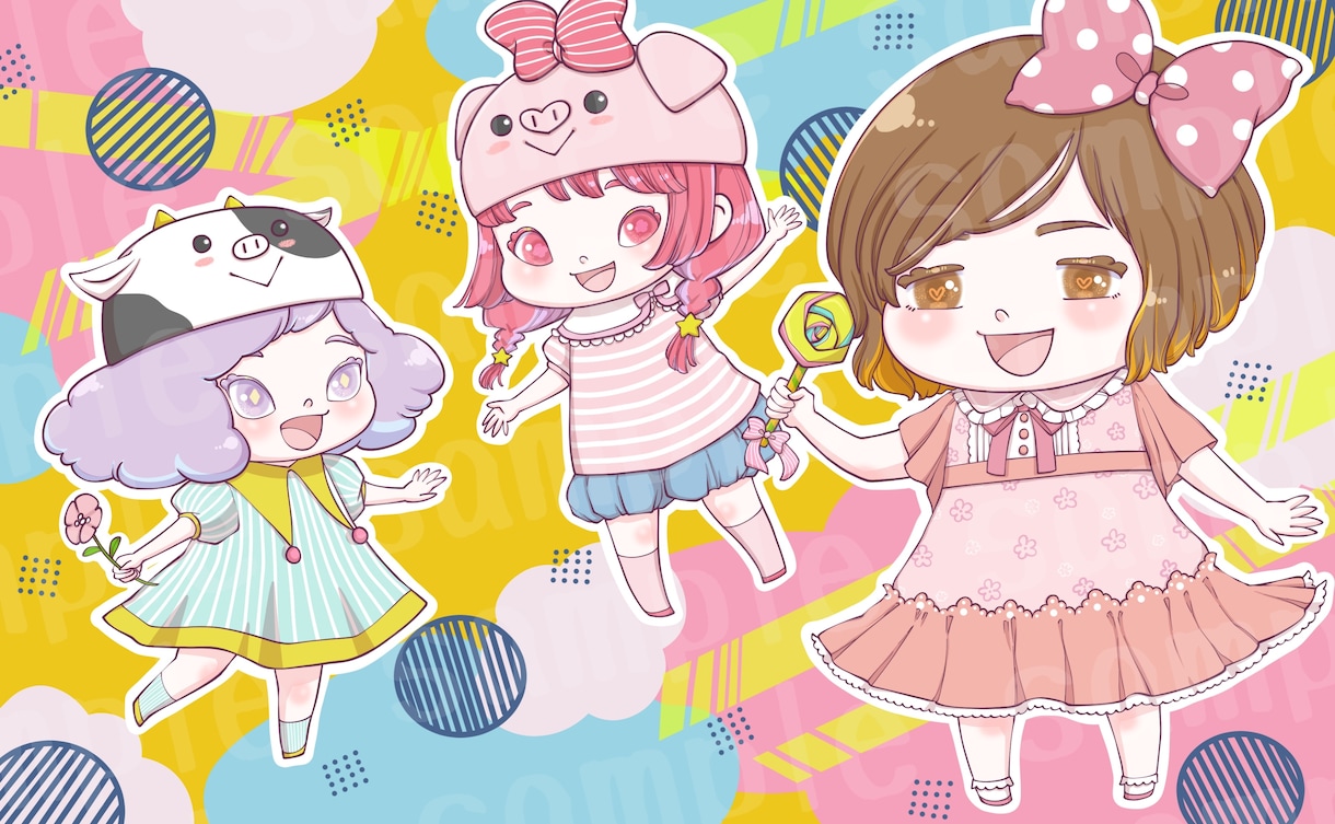 可愛いオンライ会議などのバーチャル背景画を描きます あなただけの可愛くてポップなバーチャル背景を一点物で描きます イメージ5