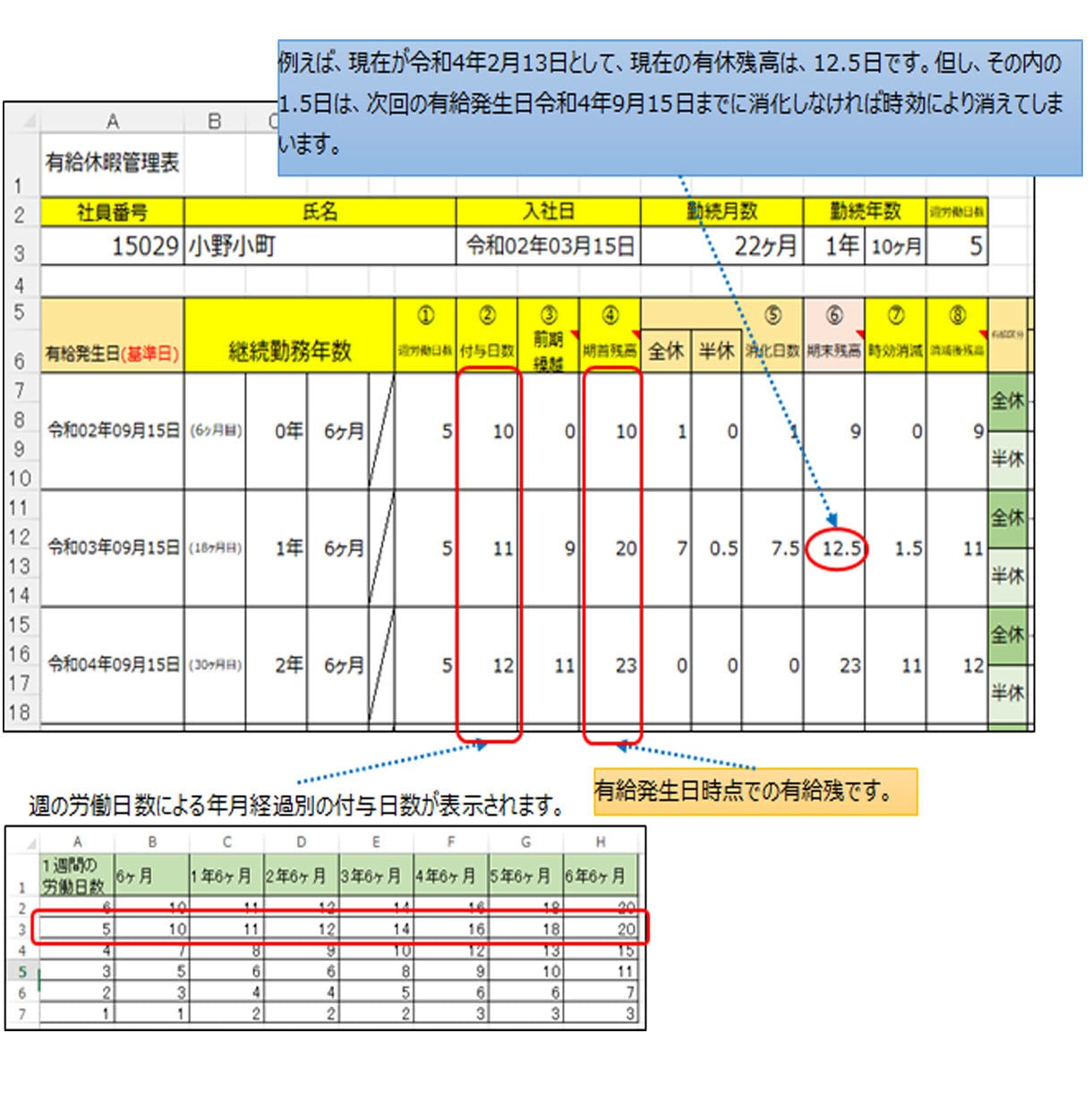 有給休暇管理表のテンプレートを販売します 有給消化日はカレンダーから対象日を入力するだけです。 イメージ3
