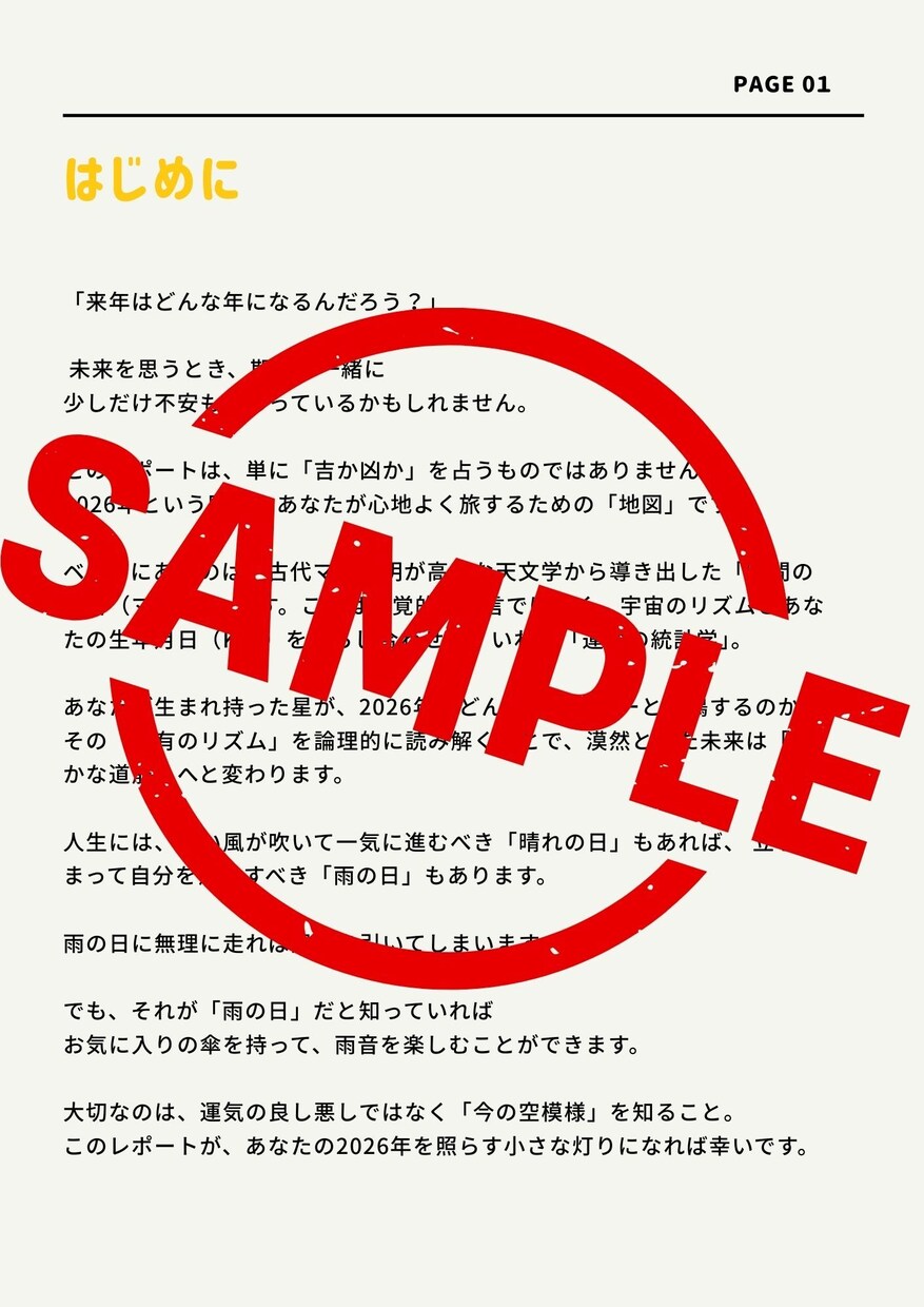 2026年の運勢と攻略法。運気の天気図を作ります 漠然とした不安を消す。あなた専用の「2026年計画書」 イメージ3