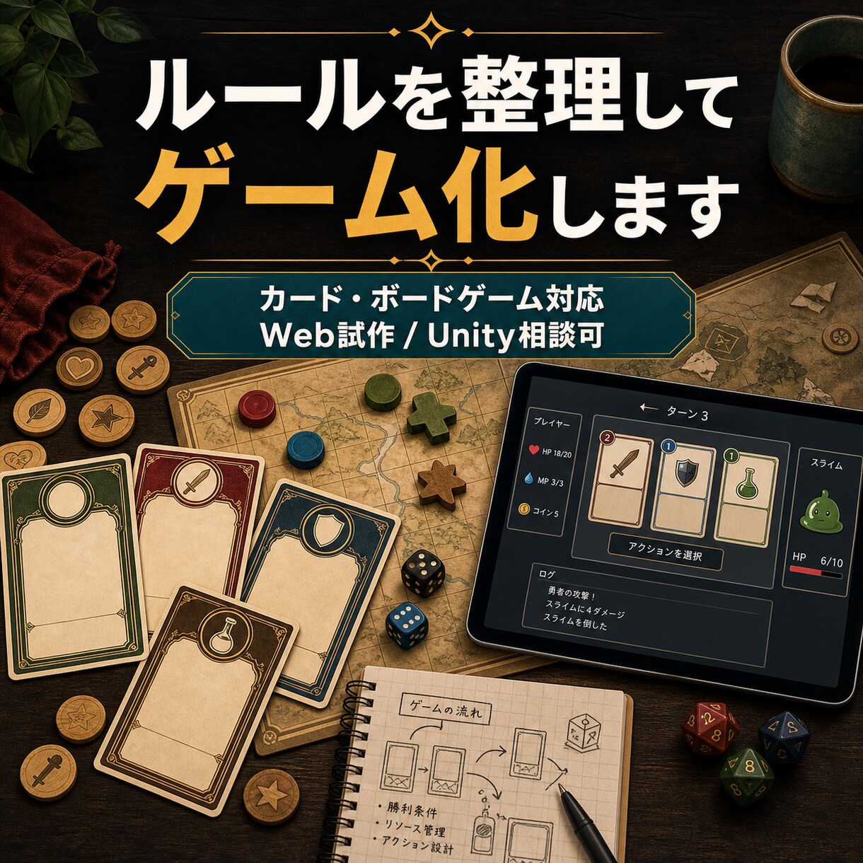 ゲーム案を遊べる試作にします ルール整理からWeb/Unity試作制作まで対応します イメージ2