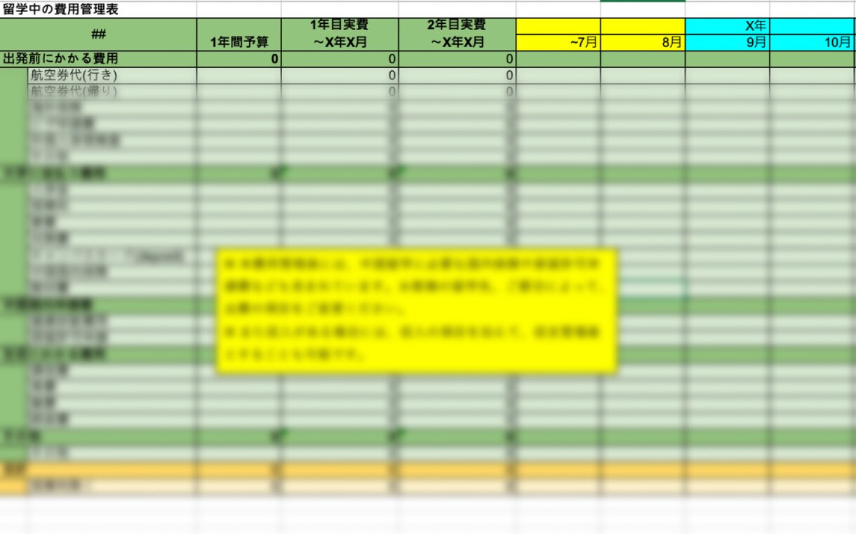 留学の出願、渡航のExcel管理表を販売いたします 実際に中国大学院留学で使ったシートのテンプレ版になります イメージ3