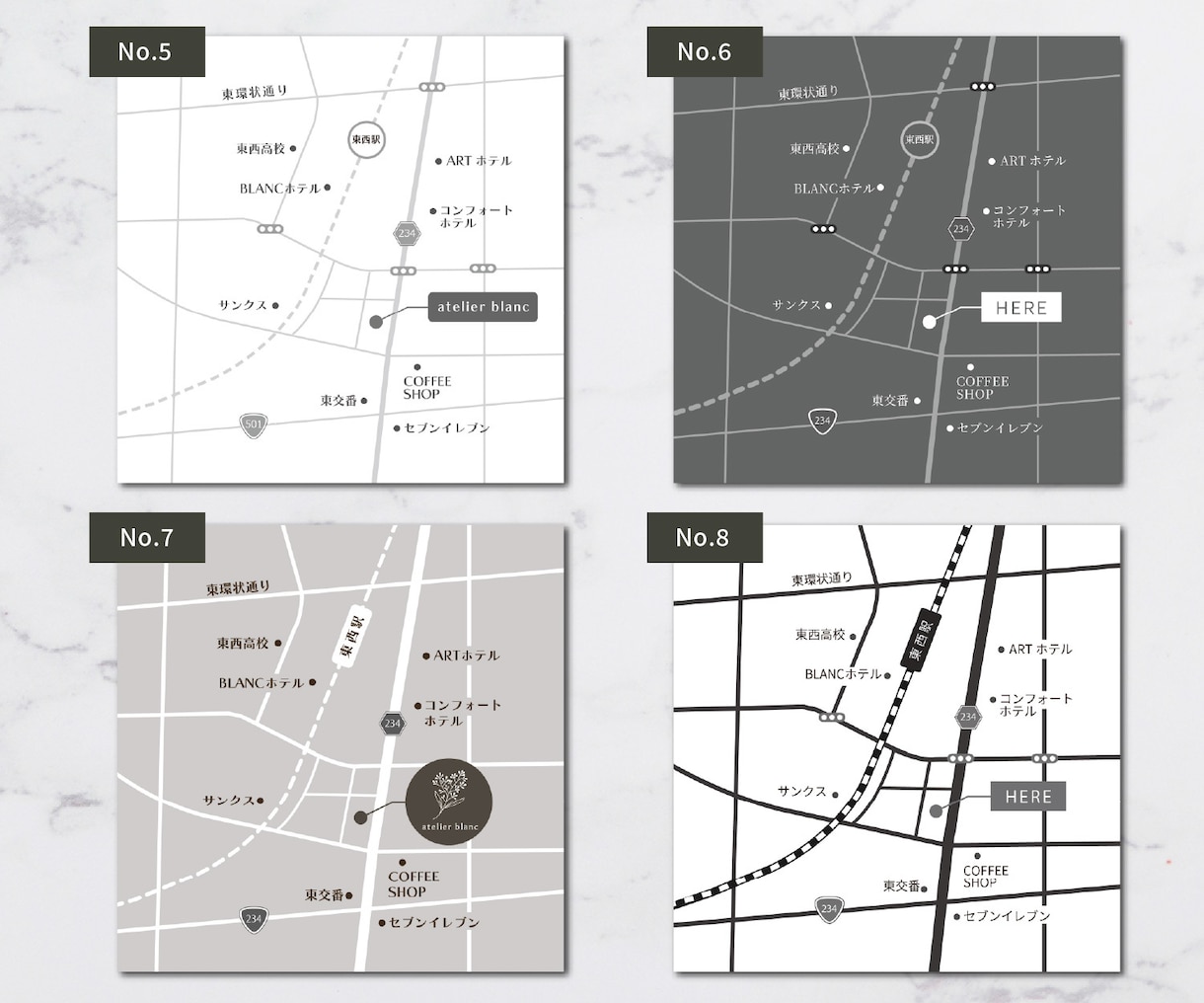 シンプルでおしゃれな分かりやすい地図作成いたします サンプルから選んで簡単に依頼★チラシや案内状に！修正無制限！ イメージ3