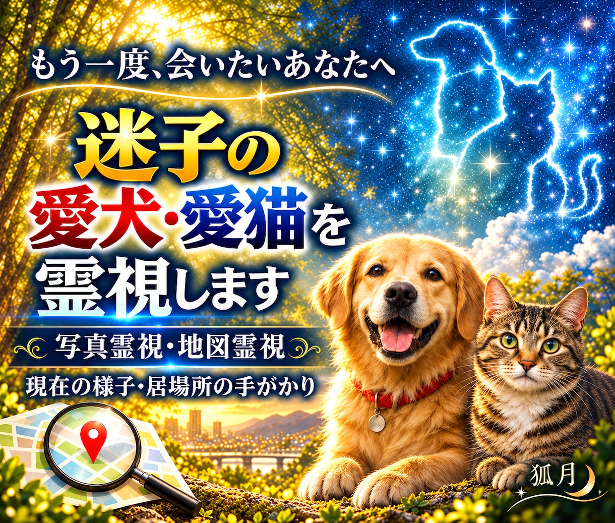 迷子の愛犬・愛猫を霊視します 現在の状況や居場所の手がかりを読み解きます イメージ1
