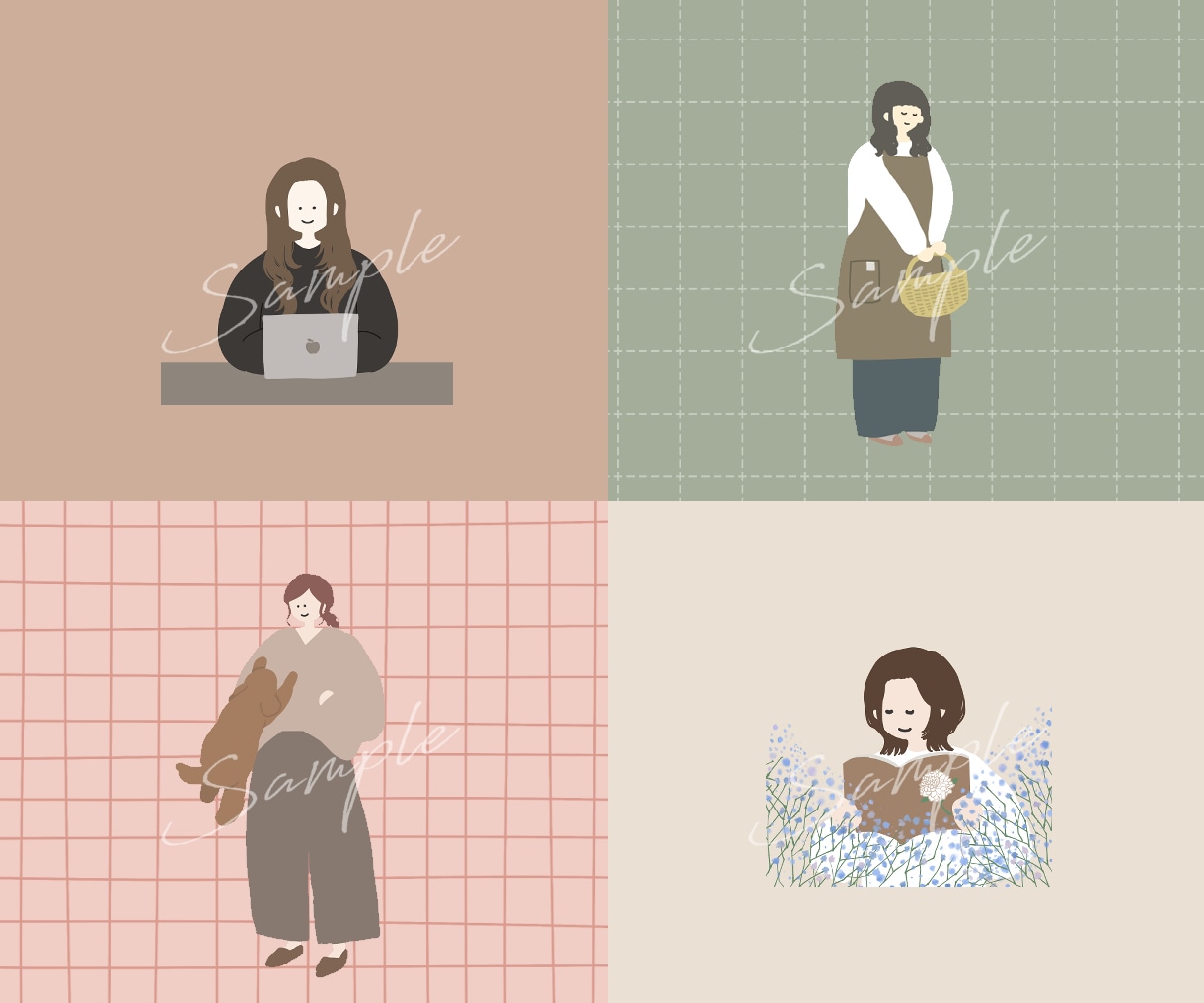 韓国っぽいシンプルアイコンイラストをお描きします SNS・ブログ・YouTube・プロフィールアイコンに୨♥୧ イメージ6