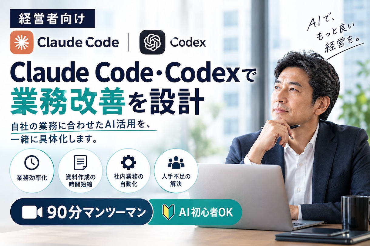 Claude Code・Codexで業務改善します 経営者向け｜90分で自社のAI活用を具体化します イメージ1