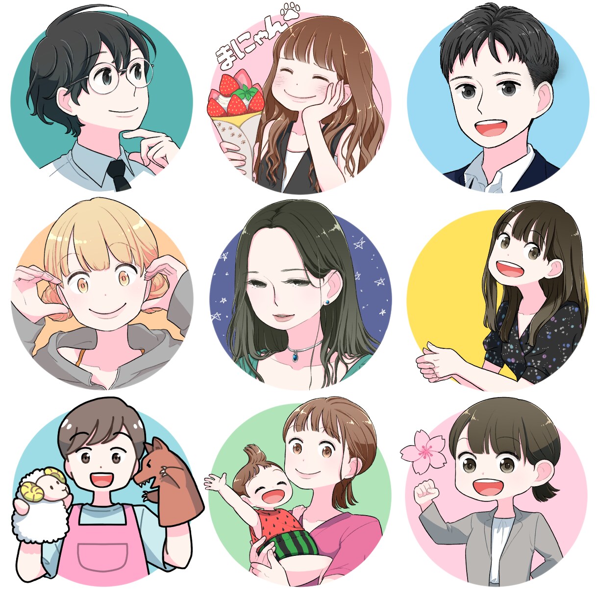 ラフ修正無制限！かわいく個性的なアイコンを描きます ビジネスにも◎ ペット追加、人物追加なども追加料金なしです！ イメージ9