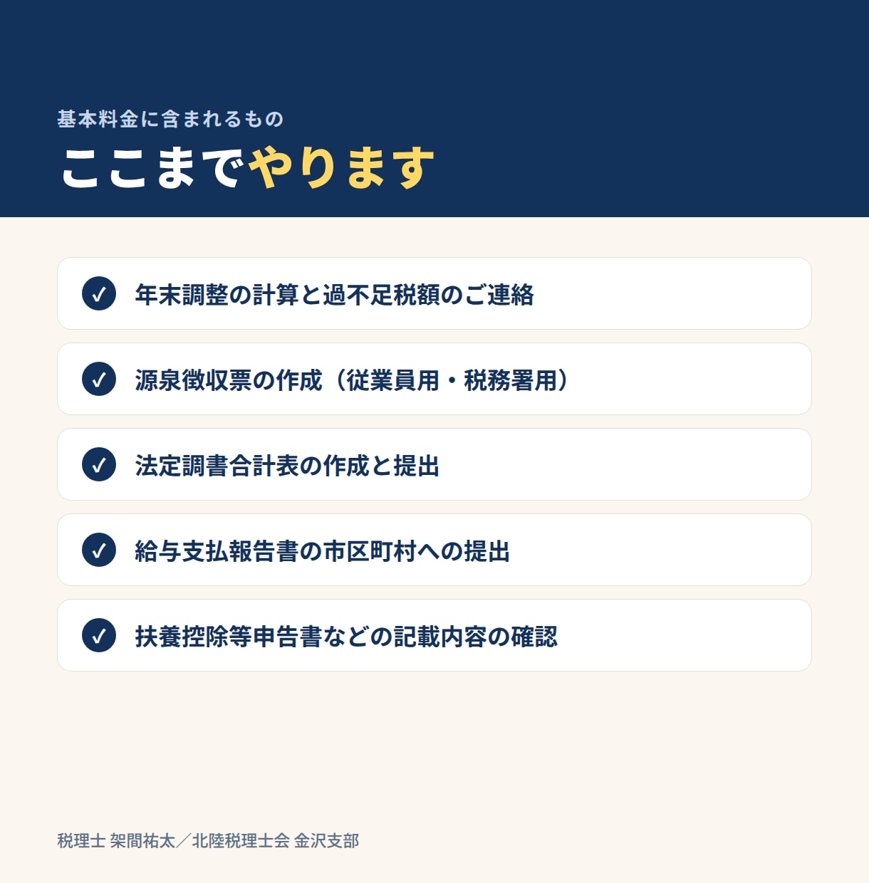 年末調整を税理士がまるごと代行します ひとり社長は10,000円。源泉徴収票から提出まで丸ごと イメージ4