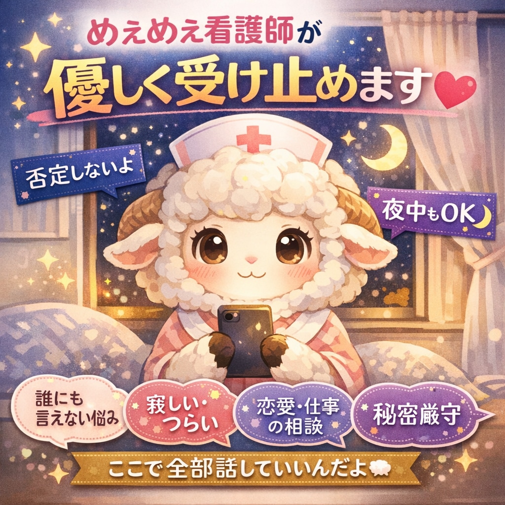 めぇめぇ看護師が優しく受け止めます 誰にも言えないこと、ここでは全部話してOK！ イメージ1