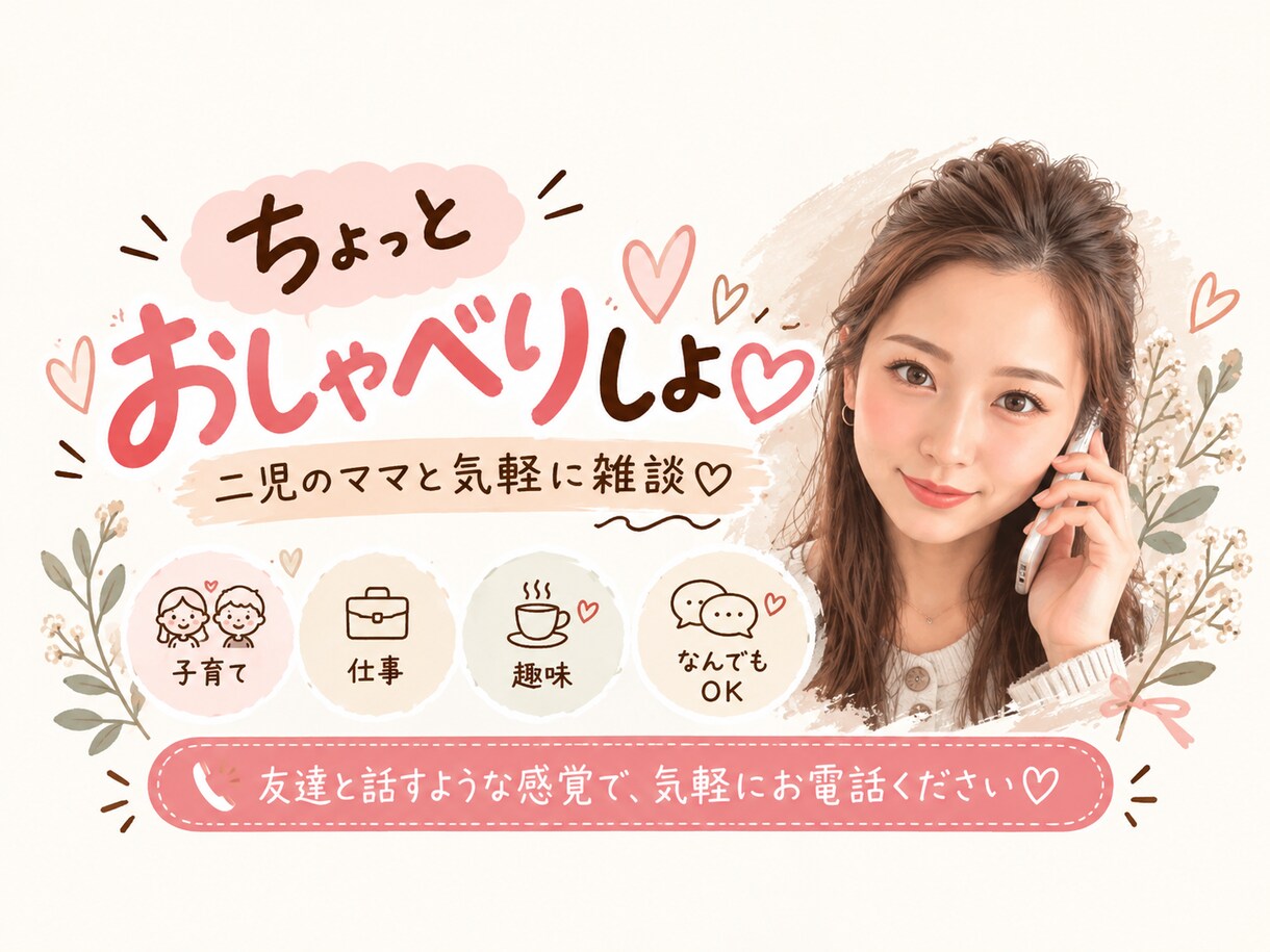 誰かと話したい時に♡気軽に雑談・おしゃべりします 悩みがなくても大丈夫♡ただ誰かと話したいあなたへ イメージ1